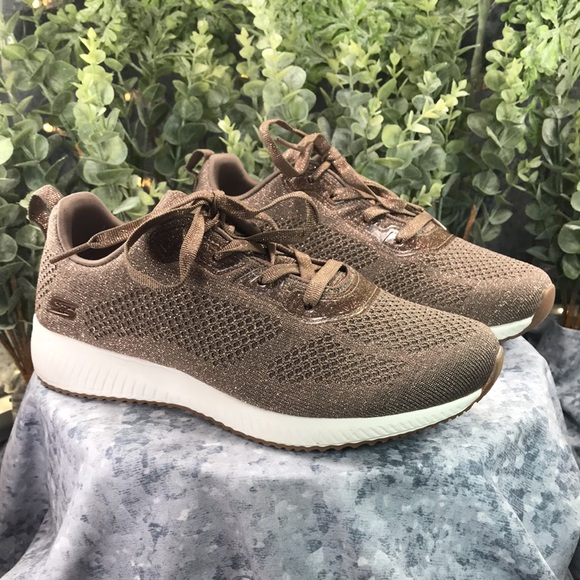 Skechers BOBS Taupe Sparkle Mesh Fabric Athletic Lace-ups WMS 7.5M✨Like NEW✨ - Picture 10 of 10